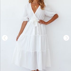 White midi wrap dress